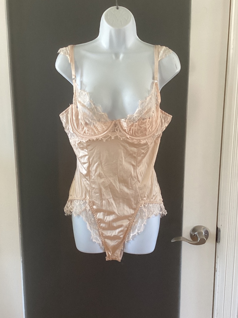 Fashion Nova Champagne Lace Satin Bodysuit